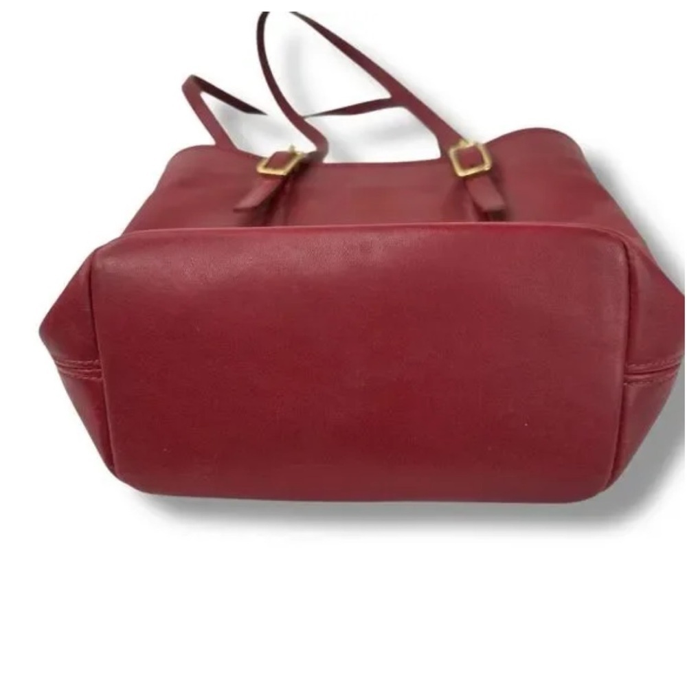 COACH Vintage Red Leather Tote Bag with Gold Accents - Picture 6 of 16